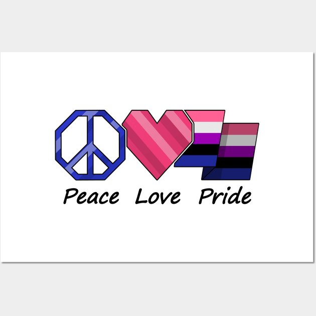 Peace, Love, and Pride design in Gender Fluid pride flag colors Wall Art by LiveLoudGraphics